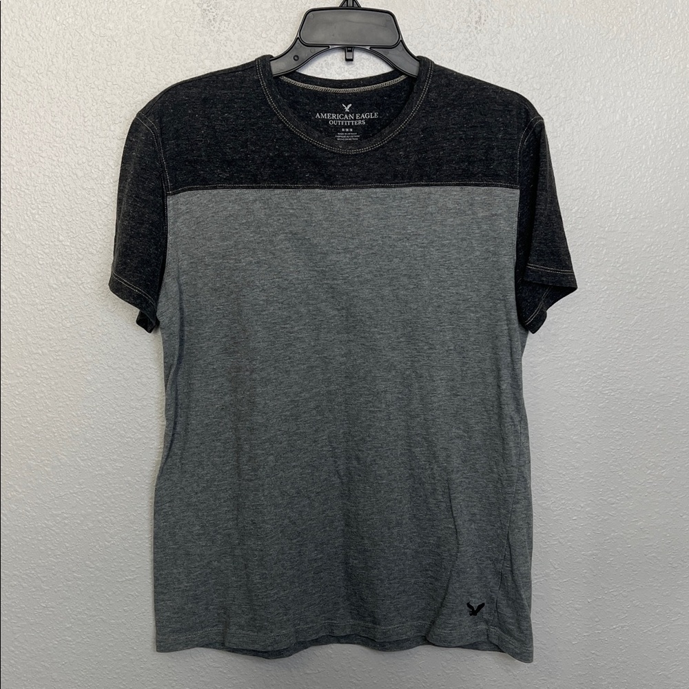 American Eagle Slub Cotton Colorblock TShirt Gray Size Medium